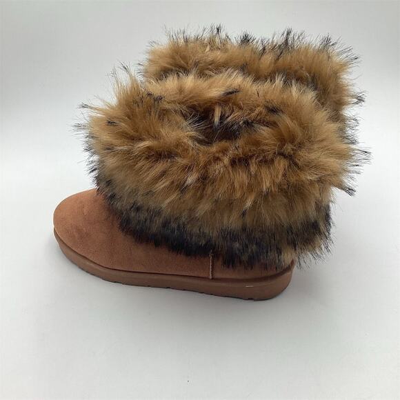 Mata Women's Black Faux Fur Winter Booties Size 9 Round Toe Flat - Picture 3 of 11